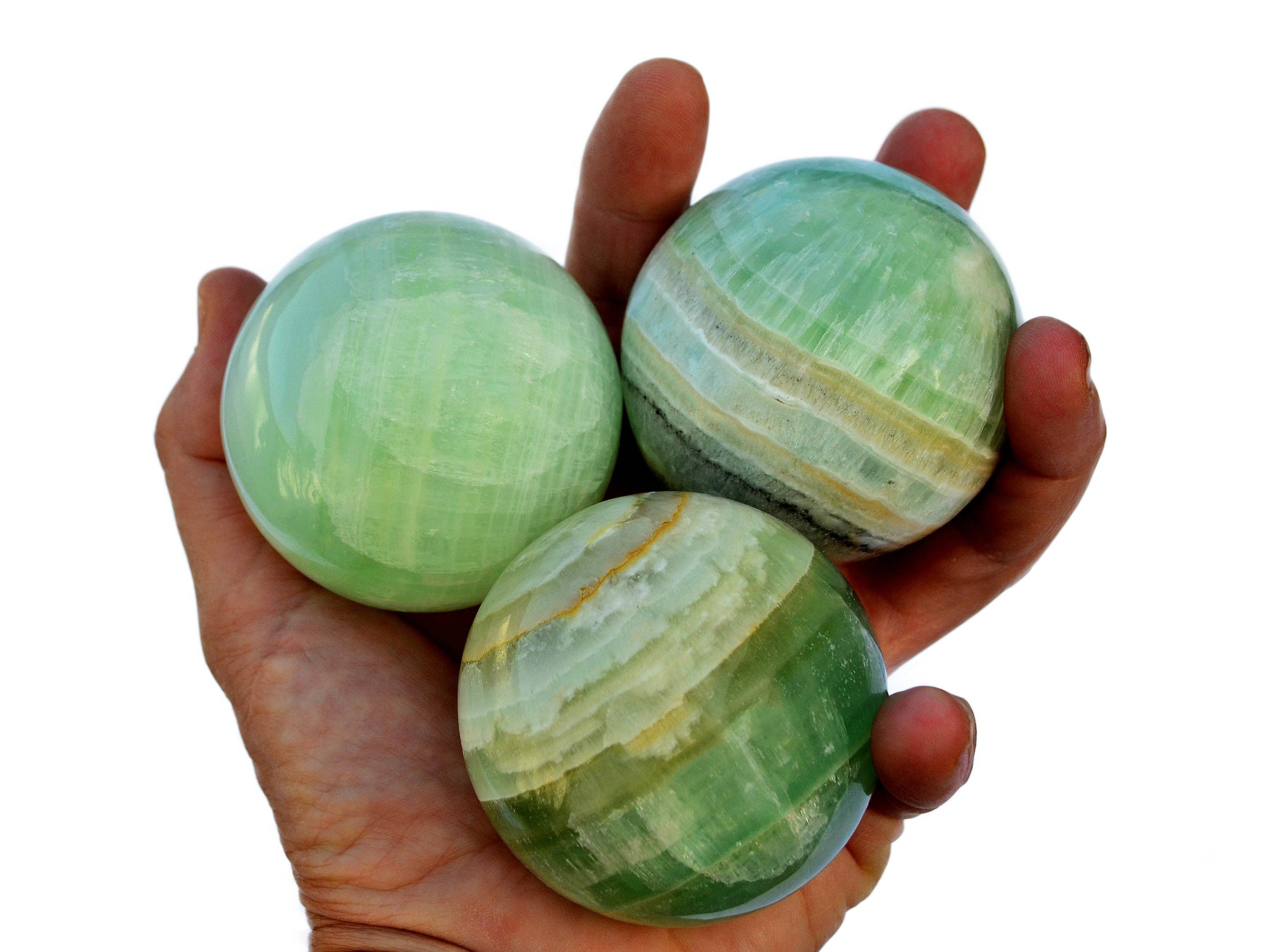 Kaia & Crystals - Wholesale Spiritual Stone/Crystal - Natural Pistachio Calcite Sphere (40mm - 60mm)2