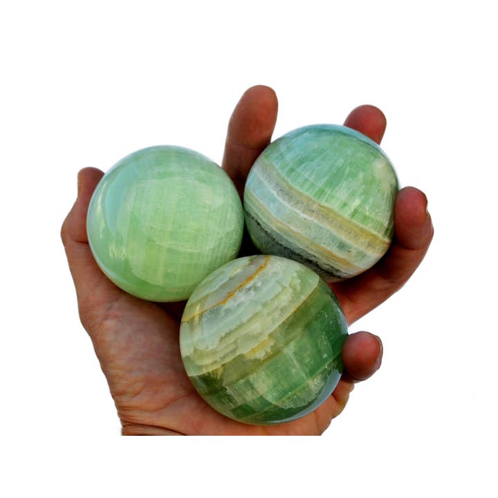 Kaia & Crystals - Wholesale Spiritual Stone/Crystal - Natural Pistachio Calcite Sphere (40mm - 60mm)2