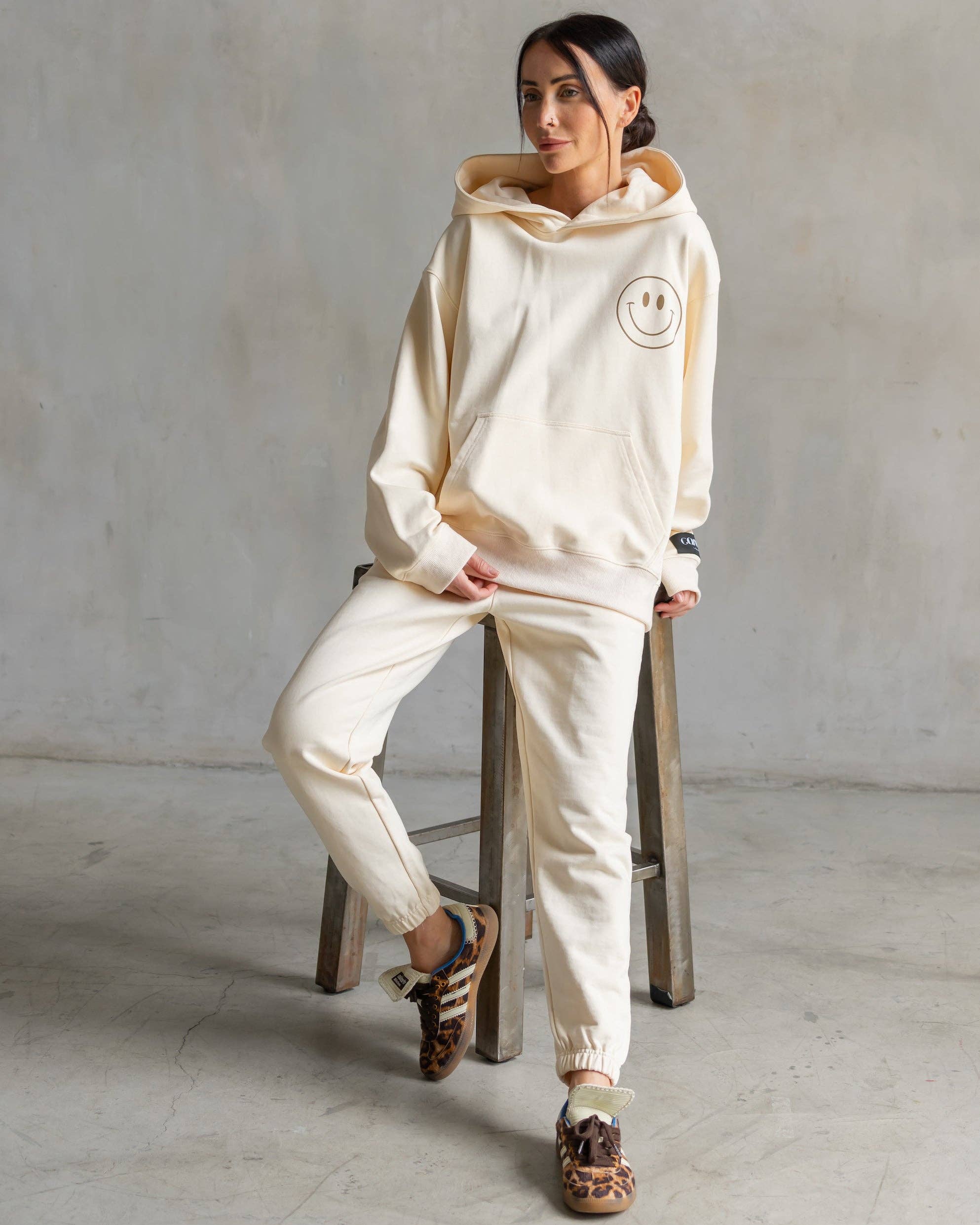 Care Tucker - Vente Sweat à capuche – femme - Chandail à capuchon Hendrix 100 Things Happy Ivory1