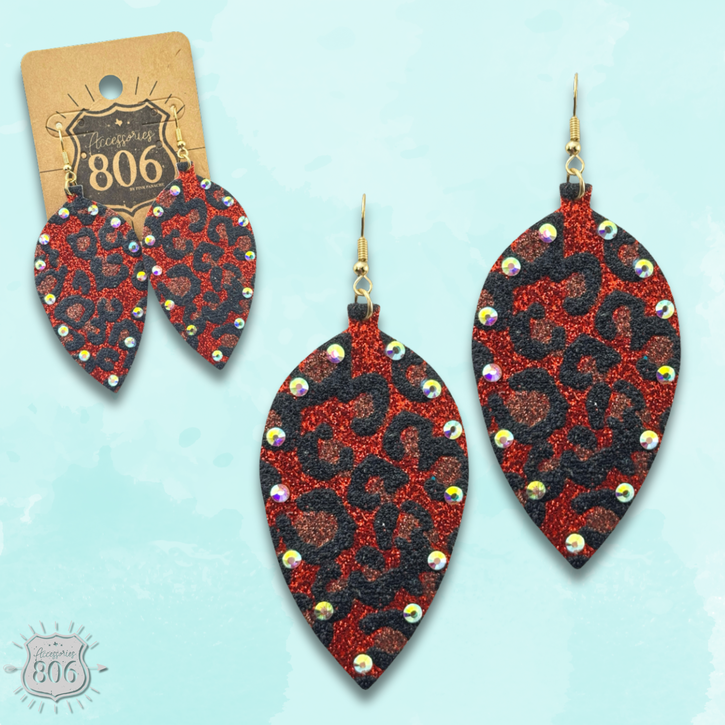 Red Petal shaped earring with rhinestones last call for wholesale on Faire0
