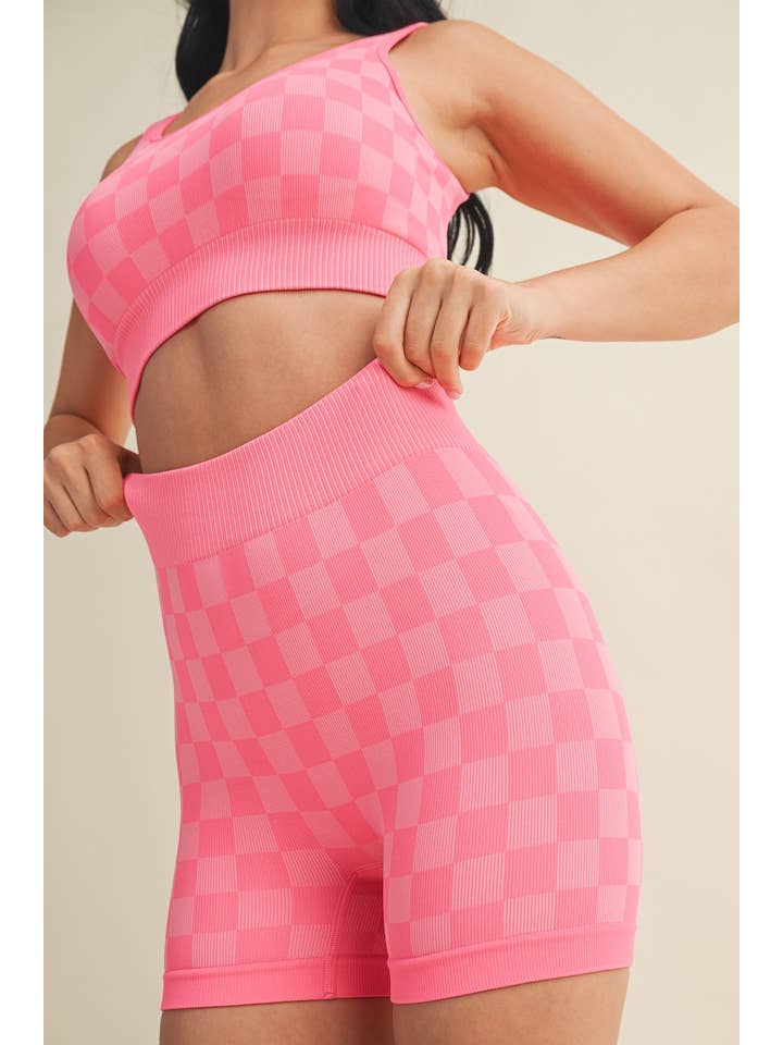 KIMBERLY C - Wholesale Activewear Set - Women's - Checkmate Cropped Two Piece Set43