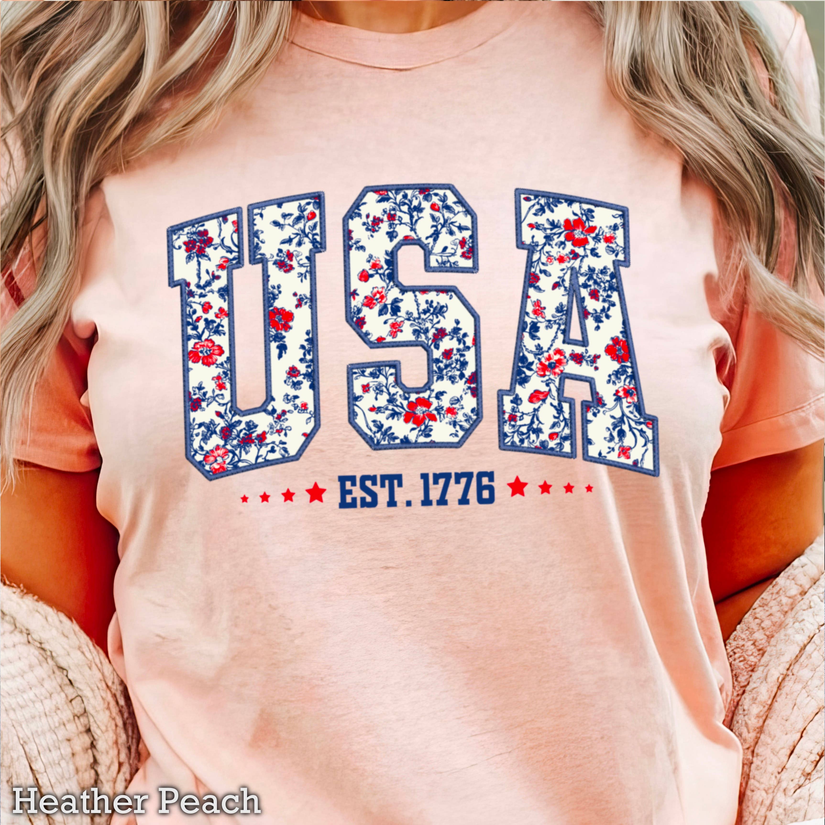 Shoppe SHC – wholesale T-shirt (graphic) – women's – July 4th Graphic Tee | Floral USA  | Bella Canvas 13