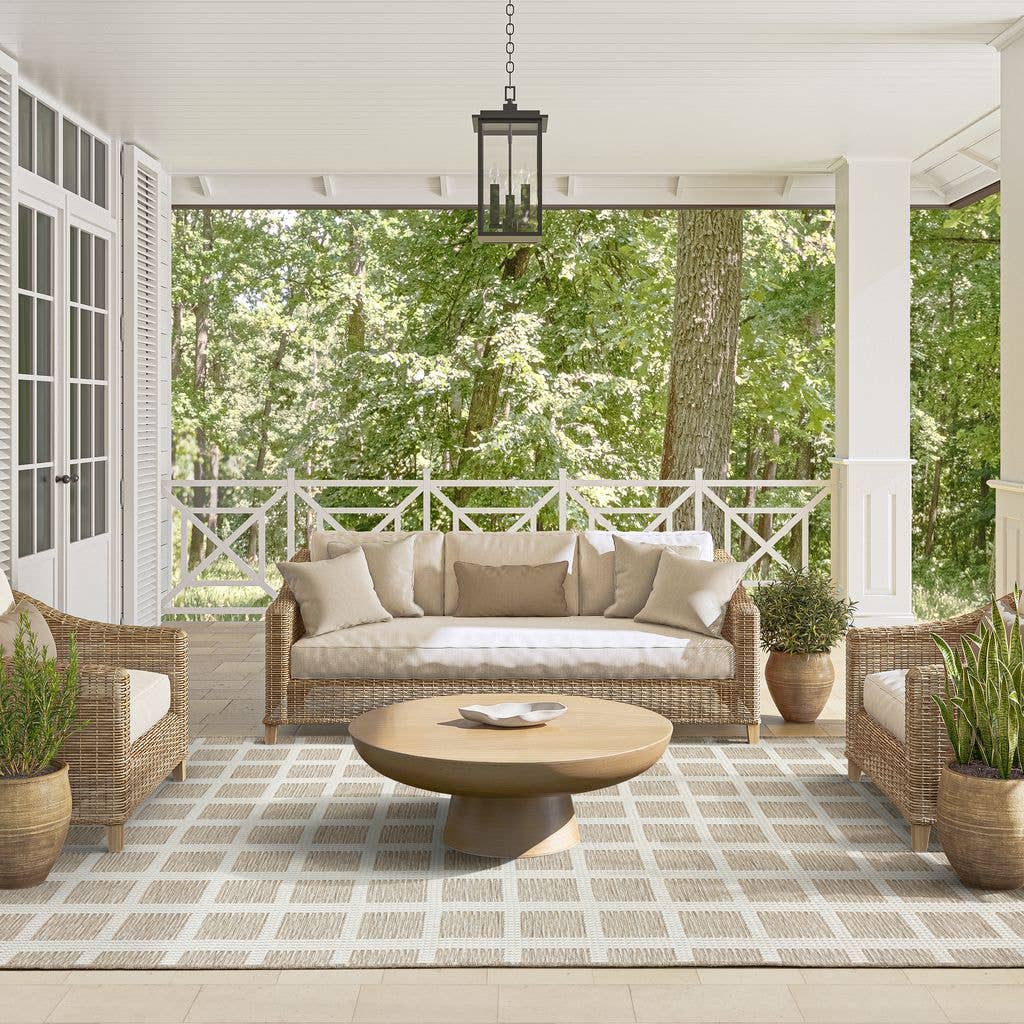 Abani Rugs - Wholesale Area Rug - Ocean Gridscape Beige Brown Indoor/Outdoor Area Rug1