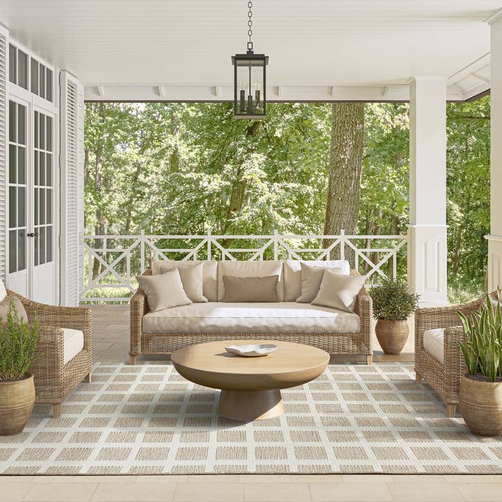 Abani Rugs - Wholesale Area Rug - Ocean Gridscape Beige Brown Indoor/Outdoor Area Rug1