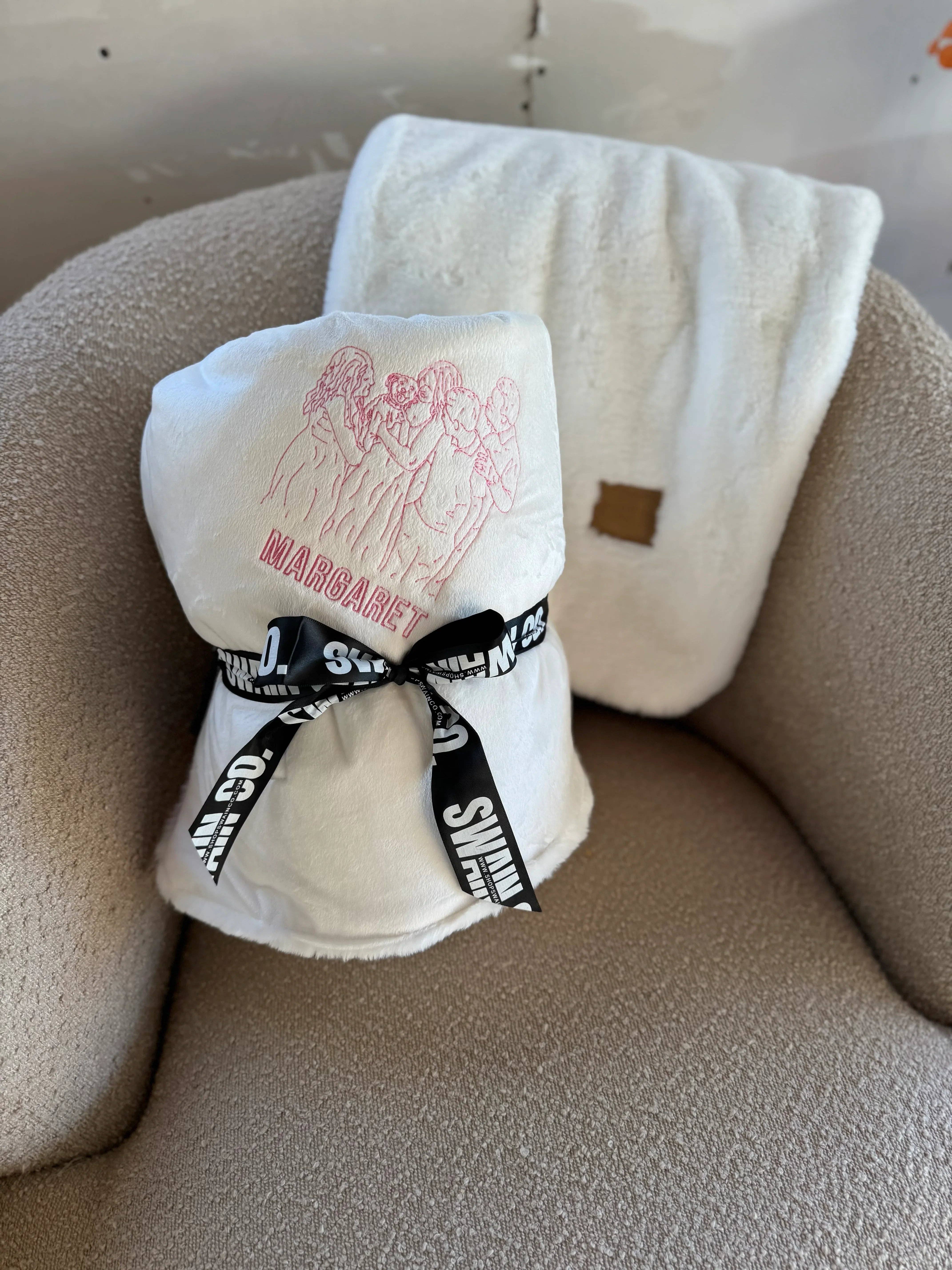 Swain Co. Embroidery & Press - Wholesale Receiving Blanket - Baby - Super Soft Embroidered Minky Blanket | Embroidered Photo Blanket | Family Photo Keepsake | Pet Remembrance0