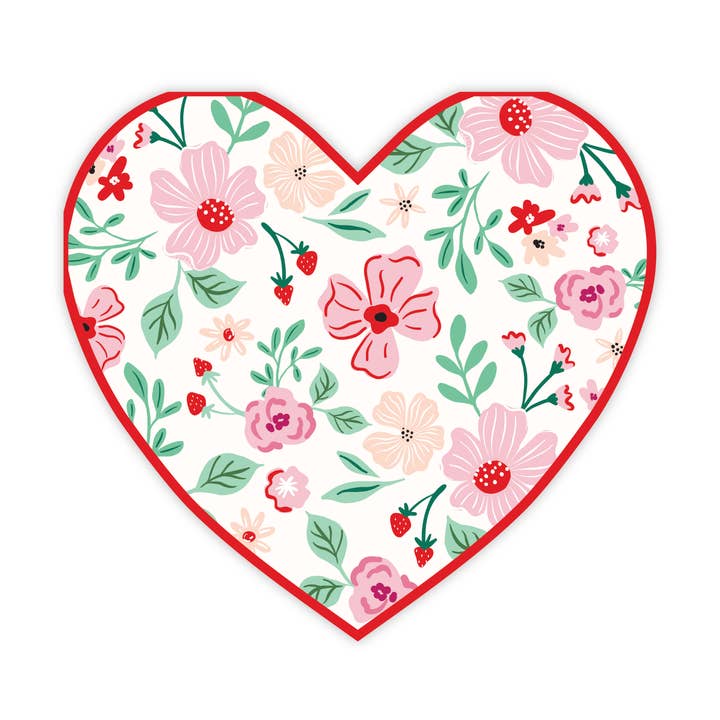 PINK & RED FLORAL HEART LARGE NAPKINS for wholesale by Bonjour Fête