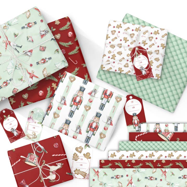 Jul omslagspapper - Nötknäpparen - Set 12 för wholesale av Papierdrachen