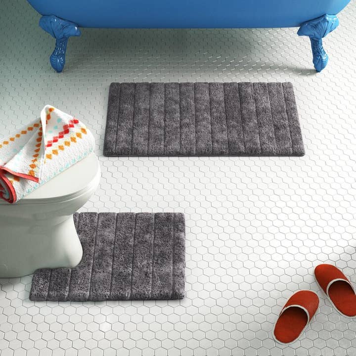 Allure Bath Fashions – Engroshandel Bbademåttesæt – Luksus bademåtte og toilet piedestal mat sæt i ribbet design12