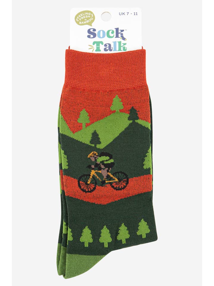 Sock Talk - Wholesale Socks – Men's - Men's Mountain Bike Forest Scene Cycling Bamboo Socks3