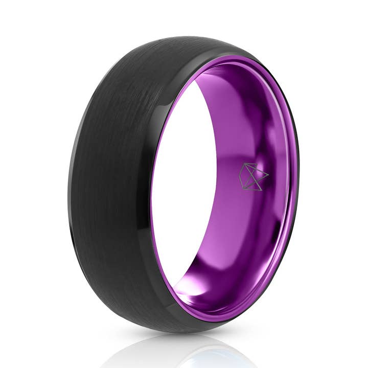 Zwarte ring van wolfraam - Paars EMBR voor wholesale door EMBR