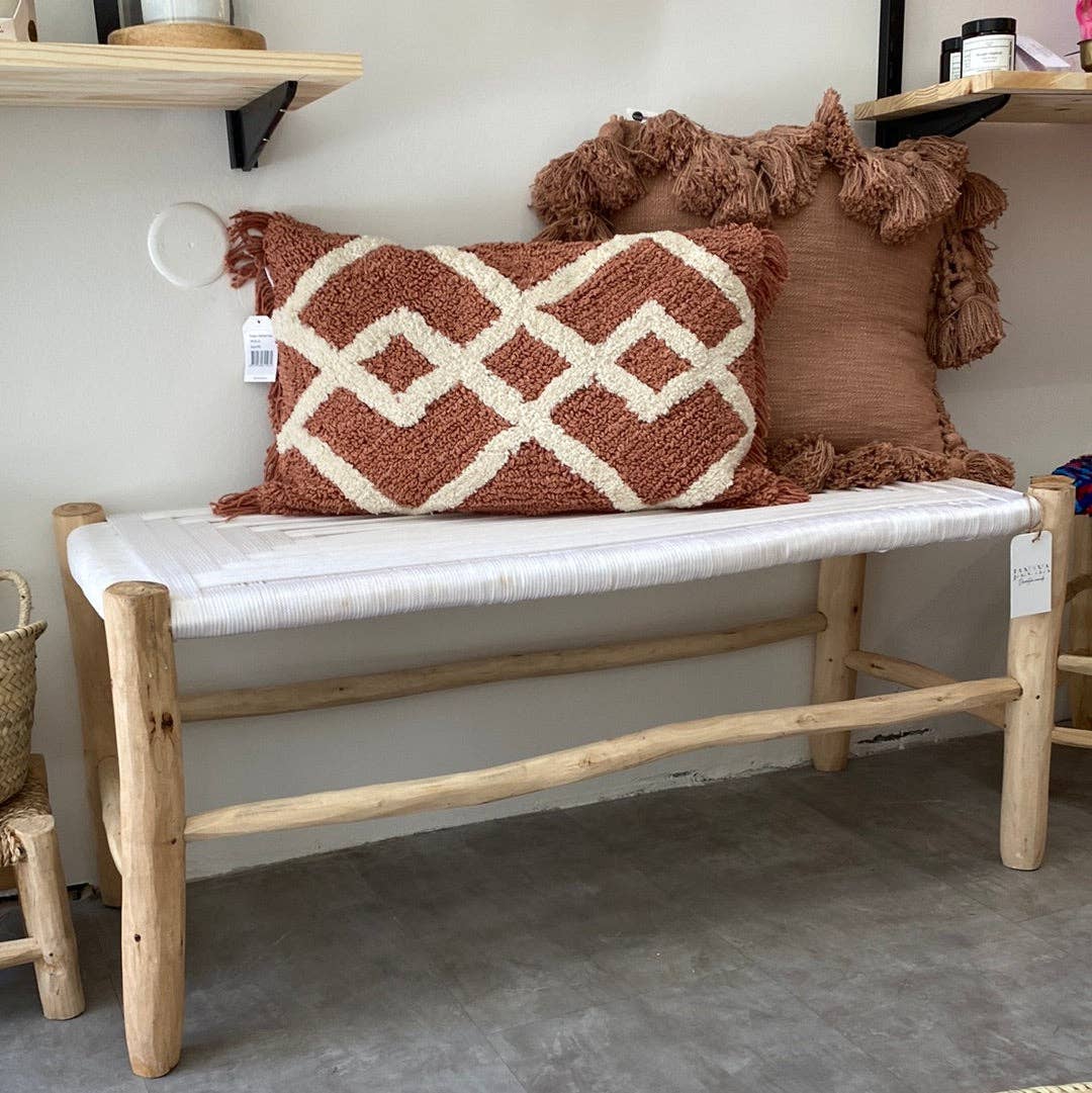 High crafty - Wholesale Bench - Handwoven Moroccan Bench with Eucalyptus Wood & Rope Seat0