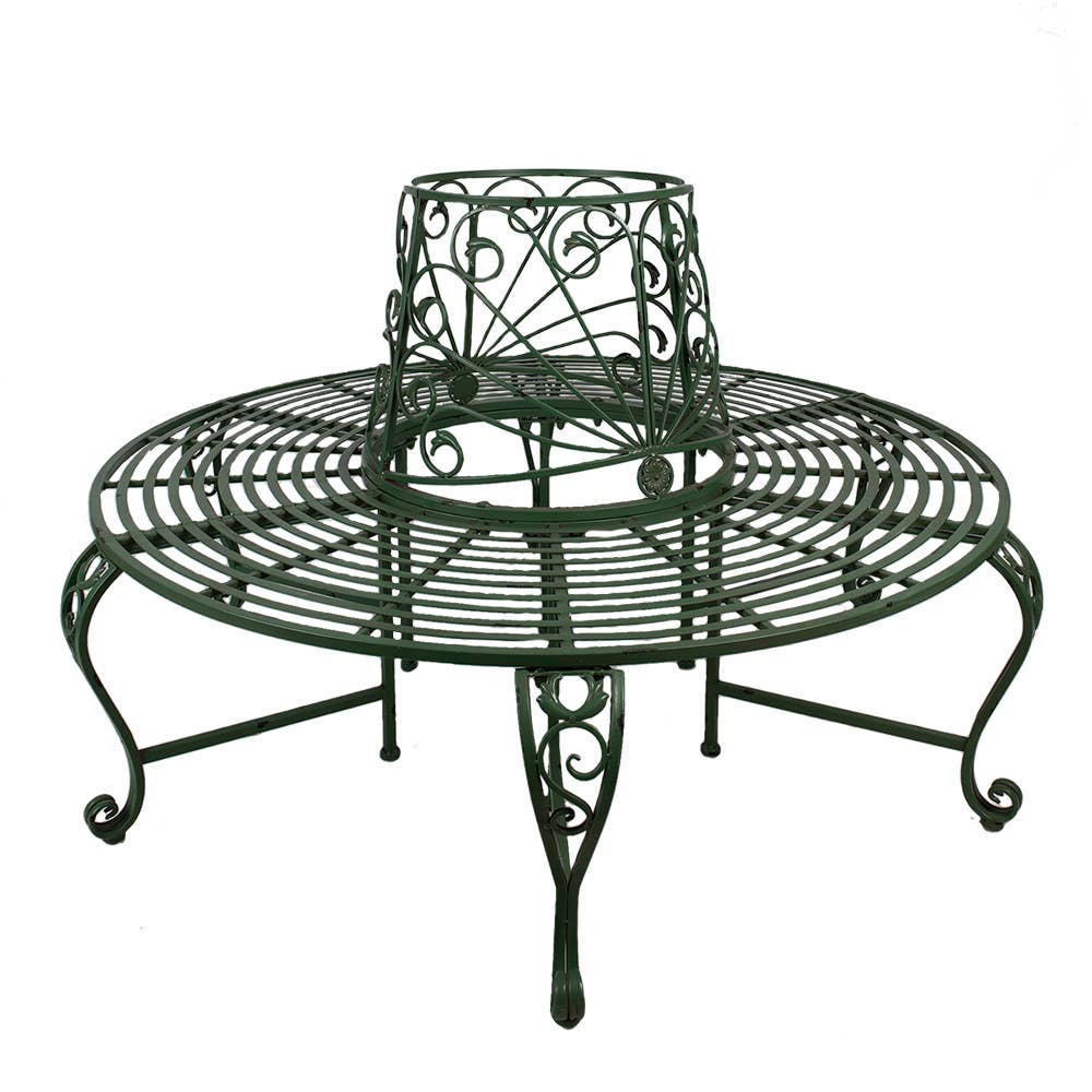 Clayre & Eef - Wholesale Bench - 5Y1197 Garden Bench Ø 152x89 cm Green Iron Rectangle1