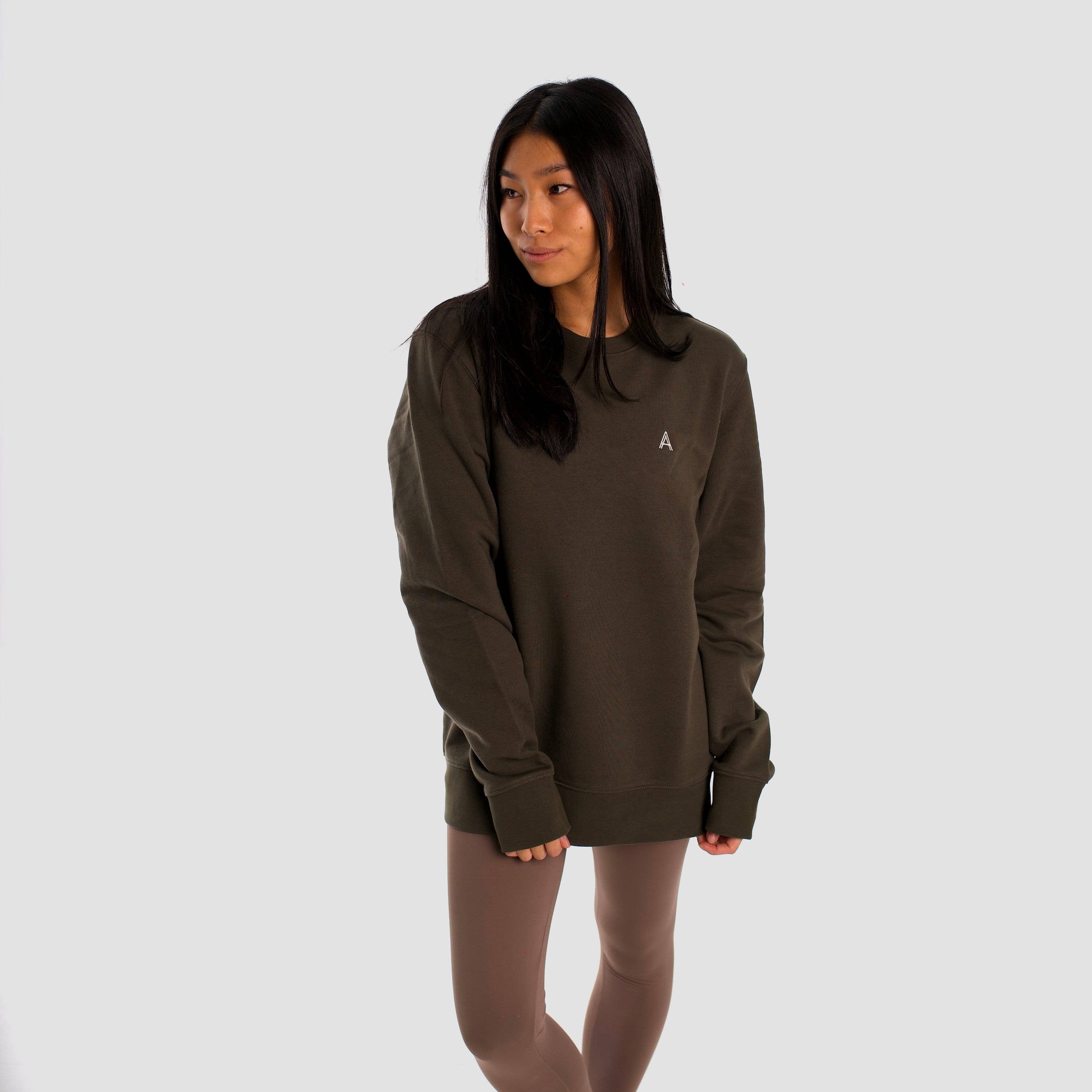 Aqüe Apparel - Wholesale Sweatshirt - Women's - HAPPY FACE KHAKI Sweatshirt3