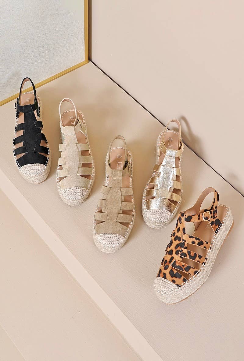 Joia Paris - Wholesale Sandals - Women's - Trendy flat gladiator espadrille H8-86910