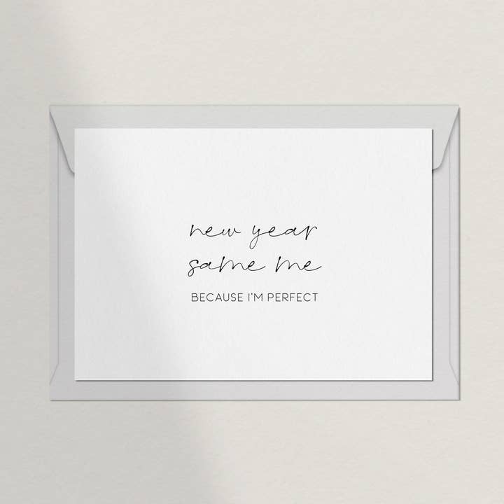 Postcard New Year Same Me for wholesale by Debblschebbl Design Studio