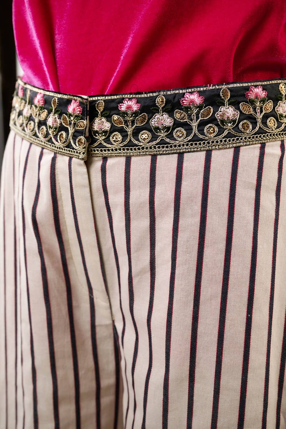 Cream Stripes Derby Princess Stripe Pants for wholesale on Faire6