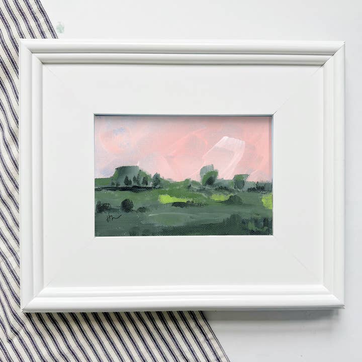 "Roze Hemellandschap", origineel horizontaal schilderij voor wholesale door Green Barn Studio
