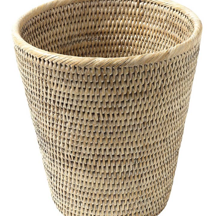 Alba White Cerused Wastepaper Basket for wholesale by Pagan