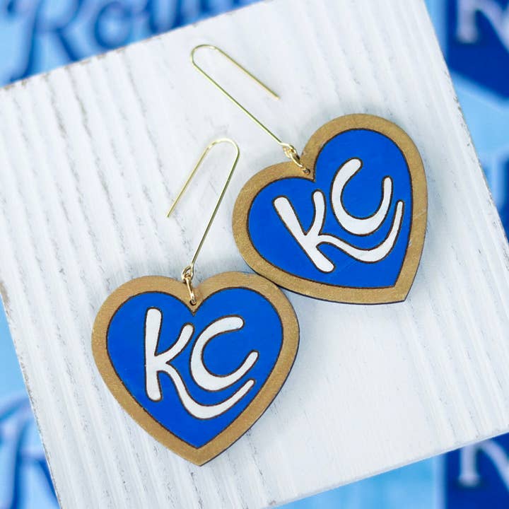 Handcrafted Wood Earrings- KC Hearts for wholesale by Ivy Lena