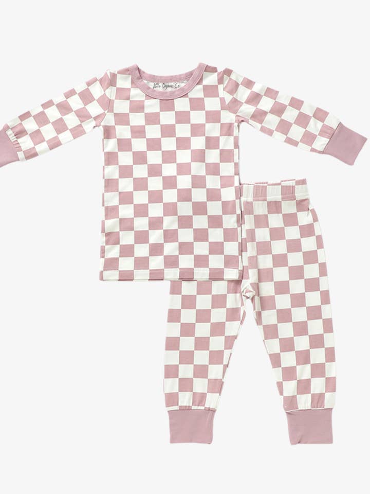 Pijama de bambú a cuadros para venta al por mayor de Little Organic Co