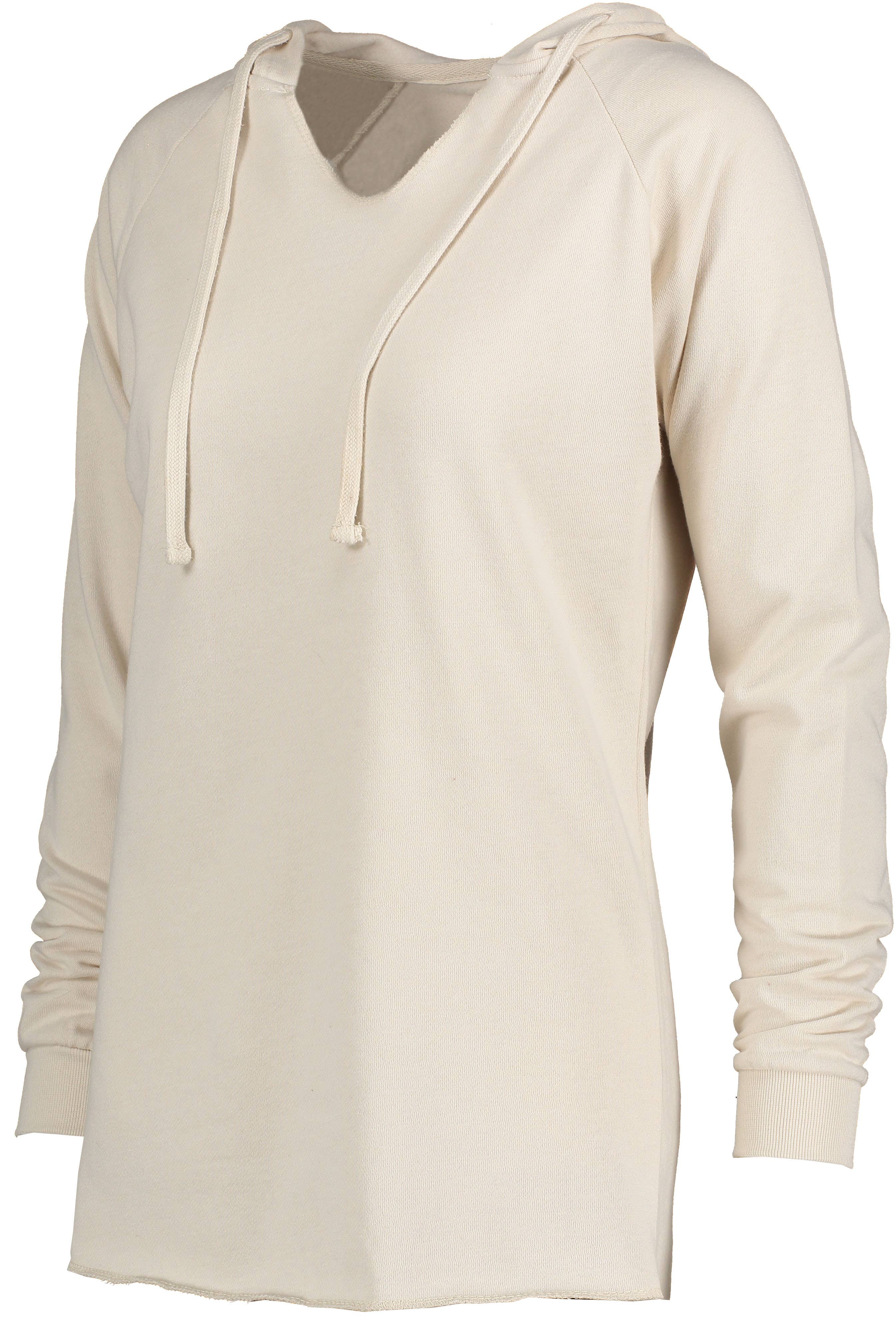 Mad Love Shop - Wholesale Hoodie - Women's - Cream Fleece V-Notch Beach Pullover Hood with Evergreen Tree5