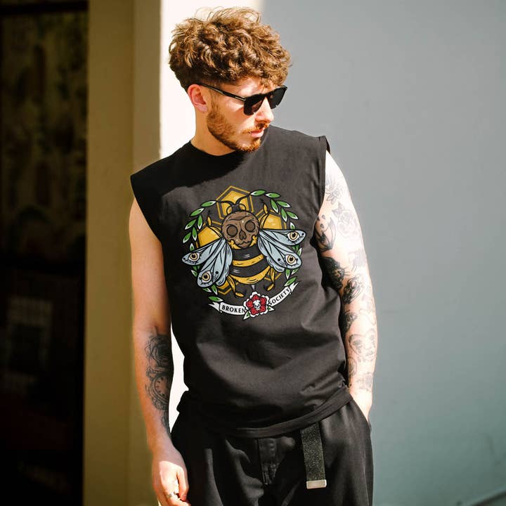 Killer Bee Ärmlös T-shirt (Unisex) för wholesale av Broken Society