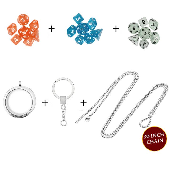 QMDirect - Wholesale Dice - Mini Dice Locket/Hanger w Chain and Keychain1
