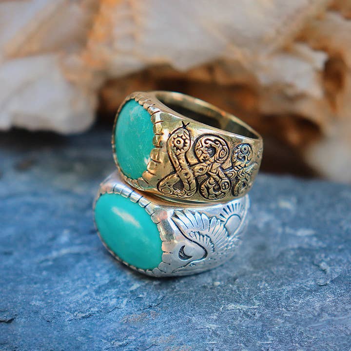 bahgsu jewels - Wholesale Cocktail/Statement Ring - Men's Ring - Turquoise - Xavier Rudd Collab