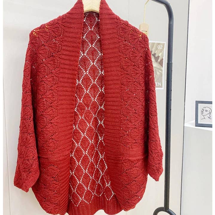 JC Sunny Fashion – wholesale Wrap - Dam – JC063314 Vintage Elegant Hollow Fladdermusärm Tröja / Kofta3