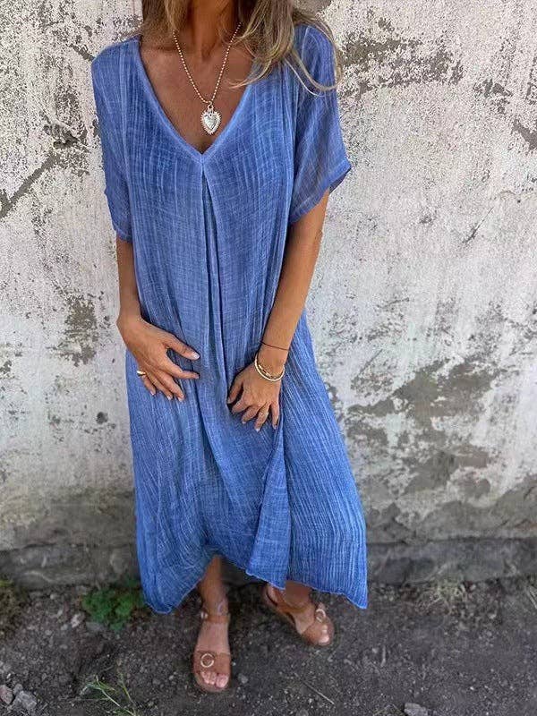 safistyle - Wholesale Dress - Women's - Flowy V-Neck Maxi Dress5
