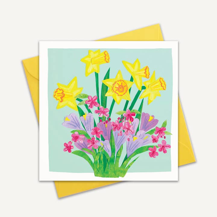 Carte de vœux vierge avec jonquilles pour la vente par Kate Read Illustration