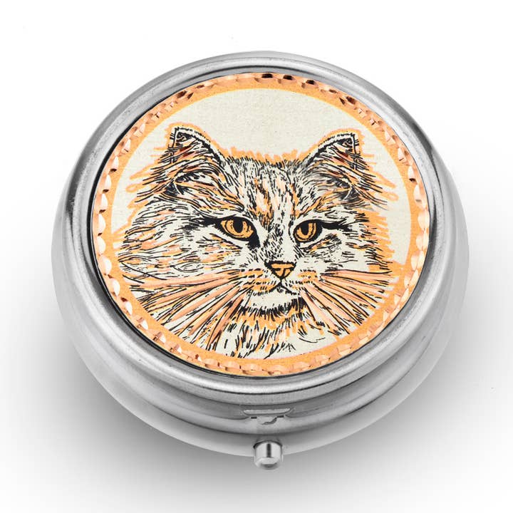 PB 26 Cat Pill Box for wholesale by COPPER ARTS INC.