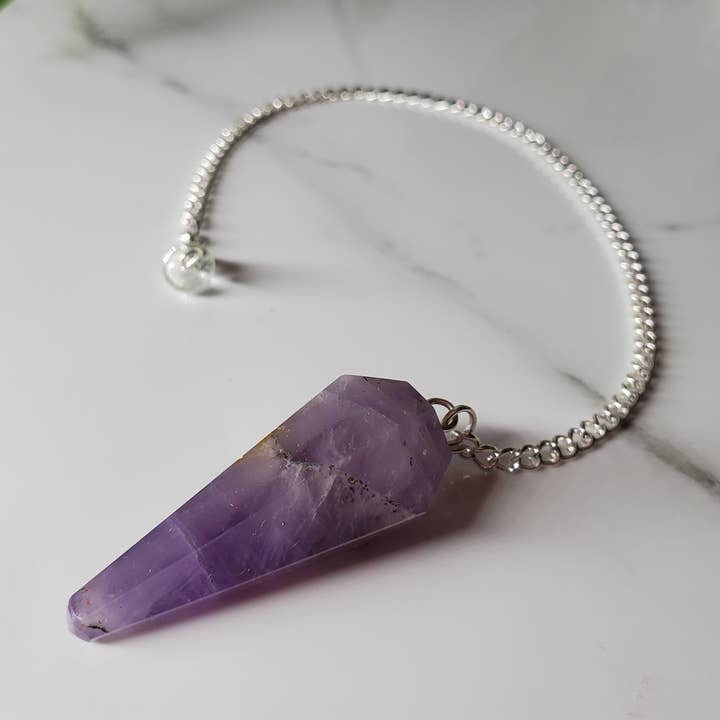 Three Witches Tea Shop - Wholesale Spiritual Stone/Crystal - Authentic Amethyst Crystal Pendulum0