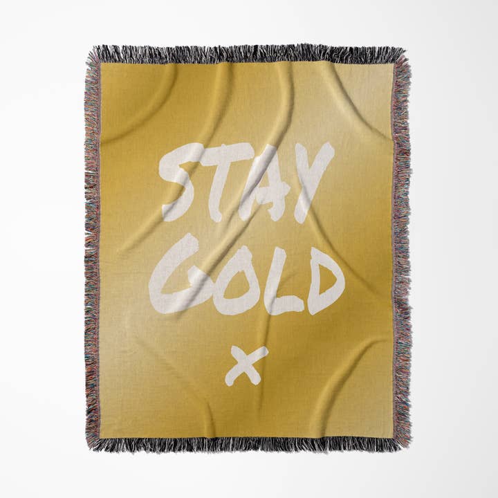 3dRose – Großhandel Überwurfdecke – 3dRose, Bleib Gold Zitat auf mattem tan-goldähnlichem Farbton - sei dir selbst treu, Decke0