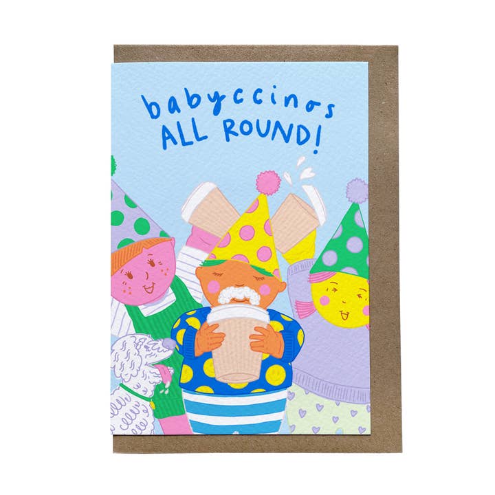 Babyccinos All Round Children's Birthday Card for wholesale by Carla Hicks Design