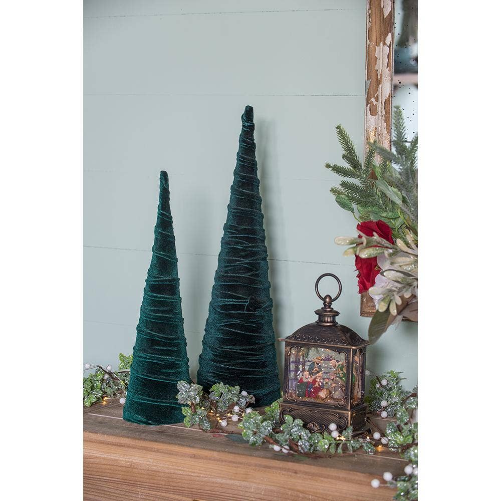 A&B Home Group Inc. – Großhandel Weihnachtsschmuck – D6,3x20" Grüner Samtkegelbaum - Dunkelgrün7