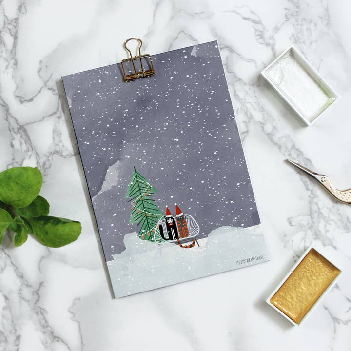 STUDIOZWAANSTRAAT – postal de Natal por atacado – cartão postal - série Natal - Ot en Sien comemorando o Natal1