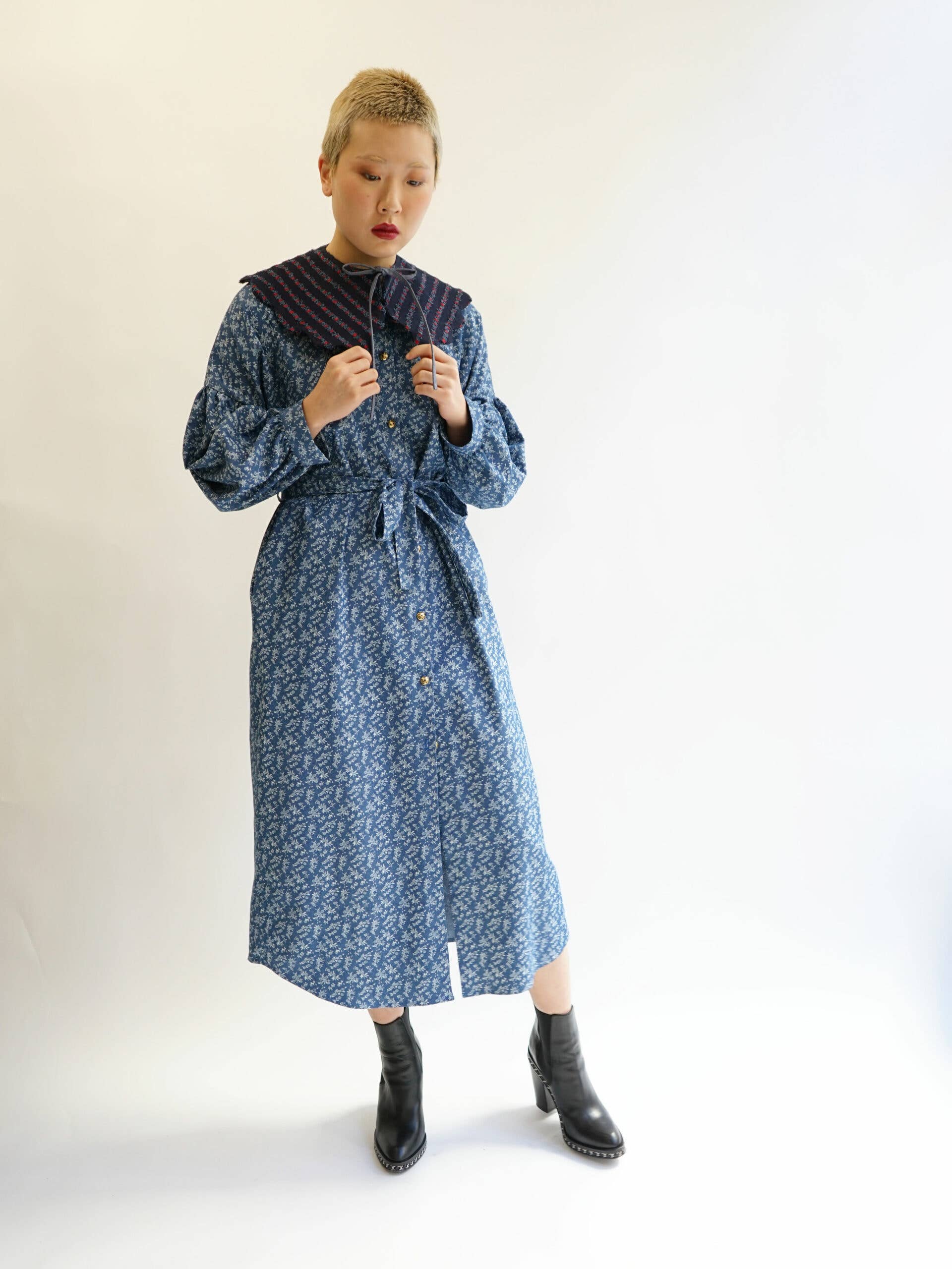 ROSAMEN BADO - Vente Chemise à col boutonné – femme - Col COLETTE - FANCY DENIM5