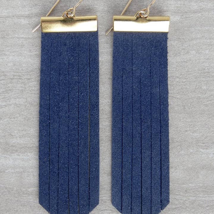 On The Fringe Earrings-Suede for wholesale by Rope and Leather