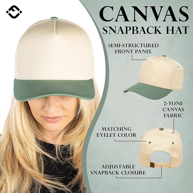 Funky Junque - Wholesale Baseball Cap - Unisex - Two Tone Vintage Snapback Hat - Sage/Beige4