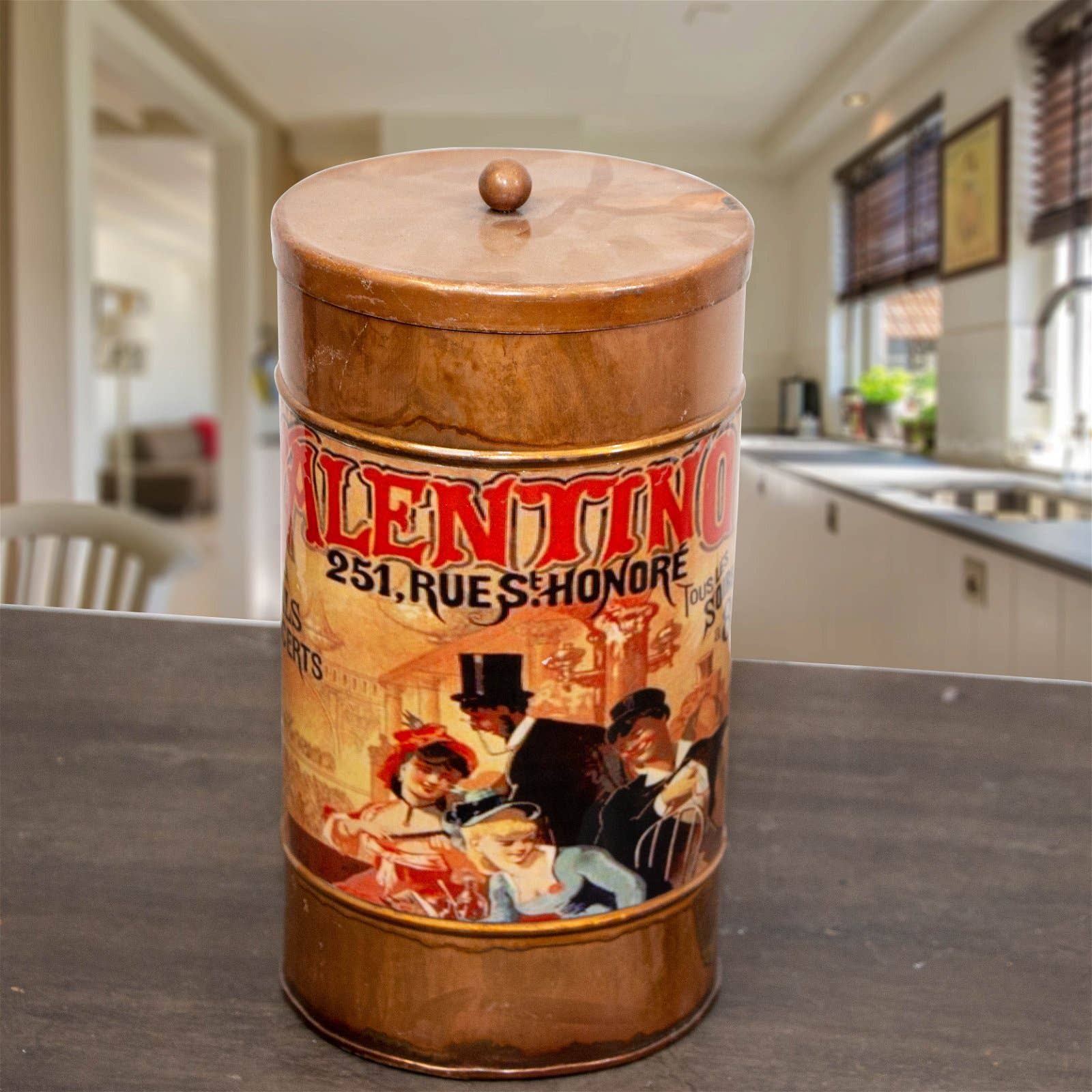 Antikas - Wholesale Food Storage Container - Storage tin, large, round, brown, iron, tin0