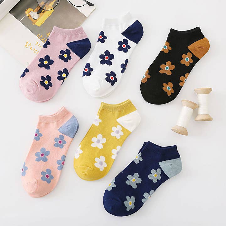 FLOWER PATTERN CASUAL ANKLE SOCKS_CWMS092 for wholesale by ACCITY