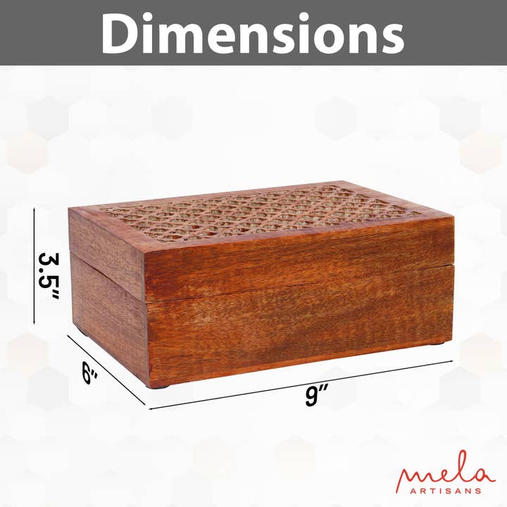 Mela Artisans - Wholesale Decorative Box - Trellis Handcarved Wooden Boxes8