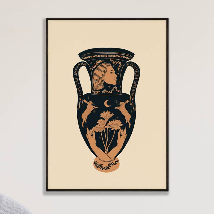 Impression d'art d'urne folklorique de lièvre pour la vente par whatmabeldid