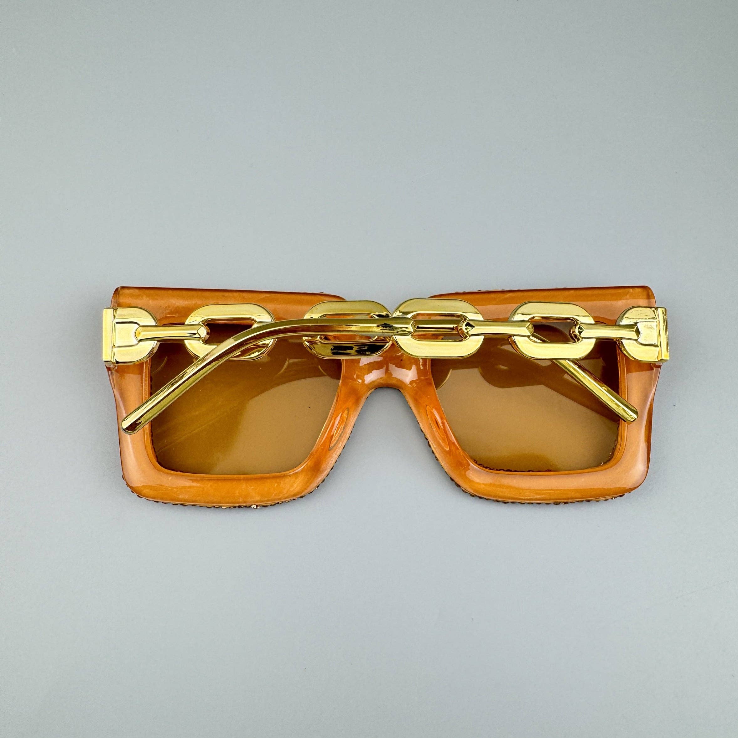 Gold Handmade Rhinestone Stone Square Sunglasses G0532 for wholesale on Faire3