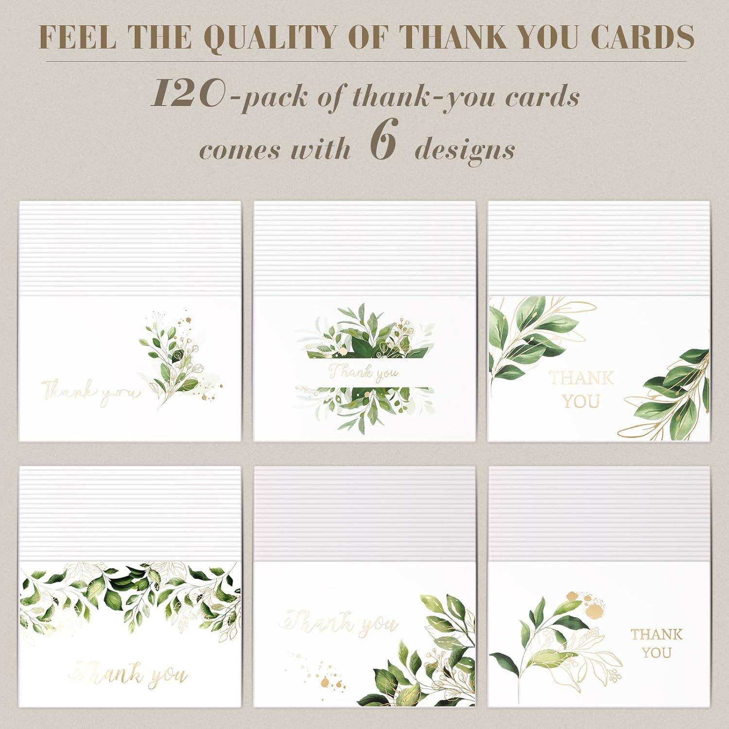 Crover - Wholesale Thank You Card - 4" x 6" Eucalyptus Thank You Cards with Envelopes 1