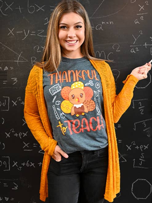 Sugar Stitch - Wholesale Screen Printed T-Shirt - Women's - Thankful to Teach Fall Teacher T-Shirt