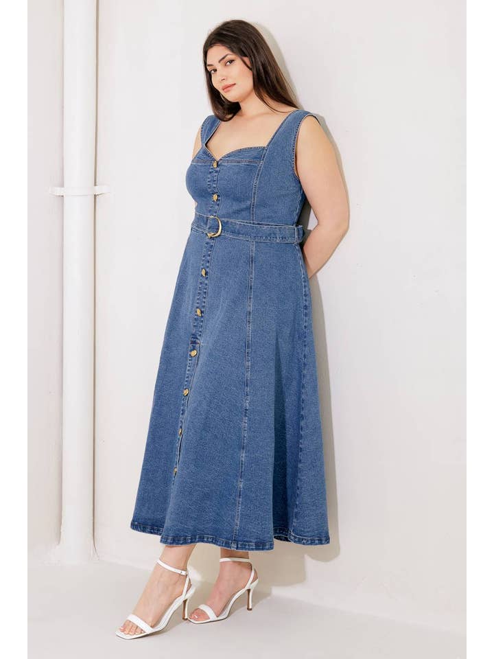 A washed denim midi dress - FD1227-P for wholesale on Faire