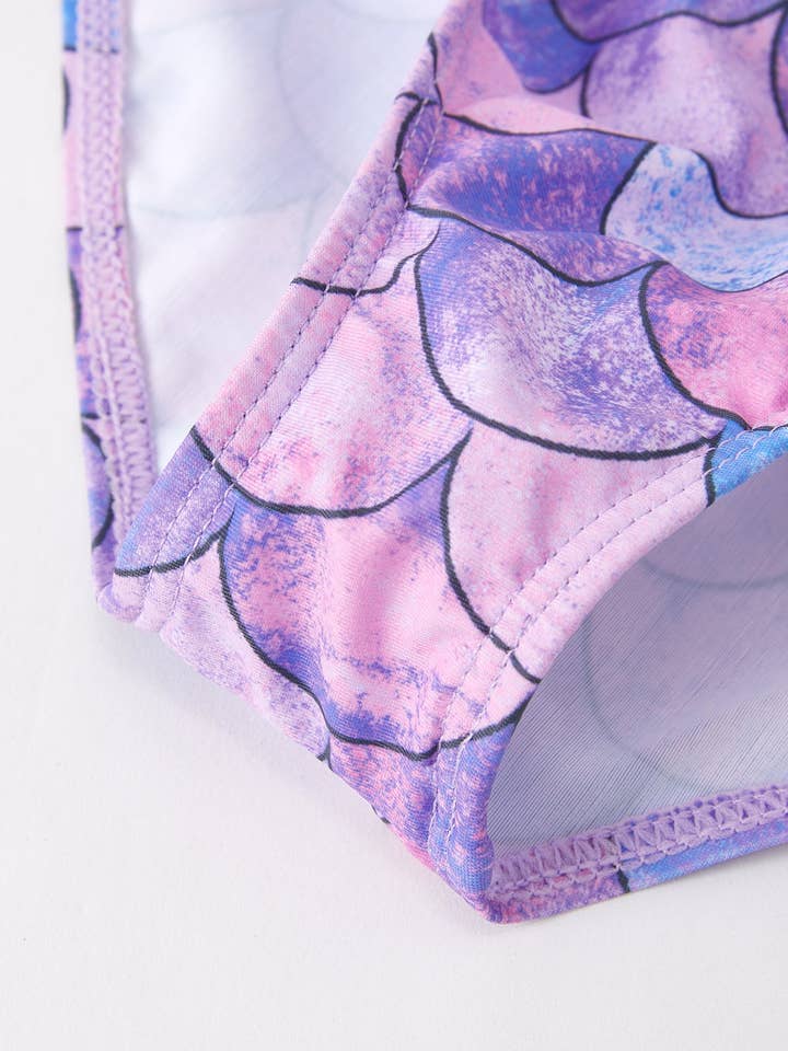 Rylee Faith Designs - Wholesale Two Piece Swimsuit - Kids - Purple Fish Scale Print Girls Boutique Swimsuit