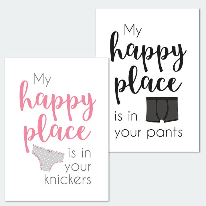 Grußkarte — My Happy Place is in Your Pants für den Großhandel von Duckduckle Design